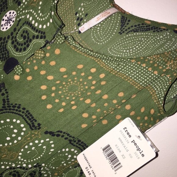 XS Free People NWT Emerald Rust Jumpsuit wide legs dress maxi crinkled - Picture 8 of 10